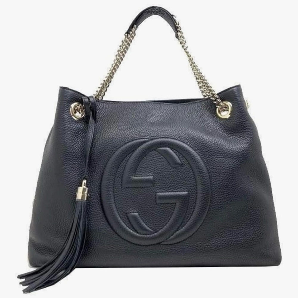 Gucci Black Pebbled Leather Shoulder Bag